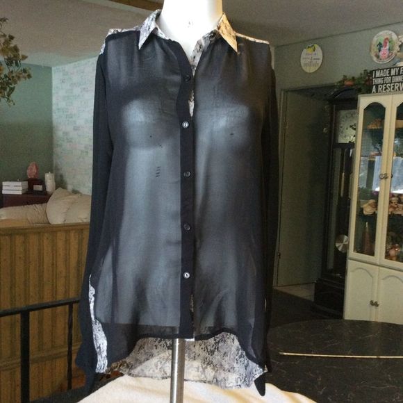 U2B. Sheer LS button up - Picture 2 of 8